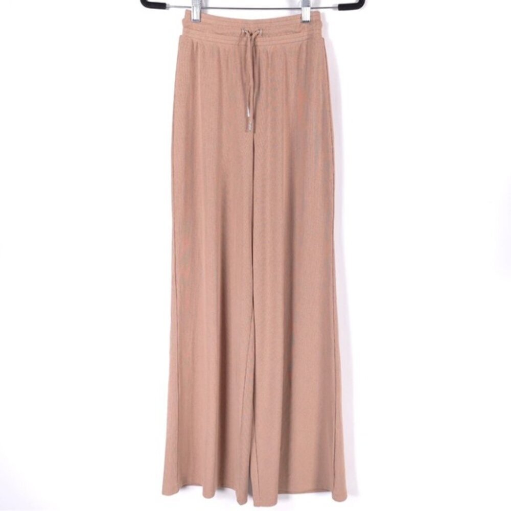 NWOT Lovers + FRIENDS Pants Ribbed Drawstring Wide Leg Light Brown/Taupe XS